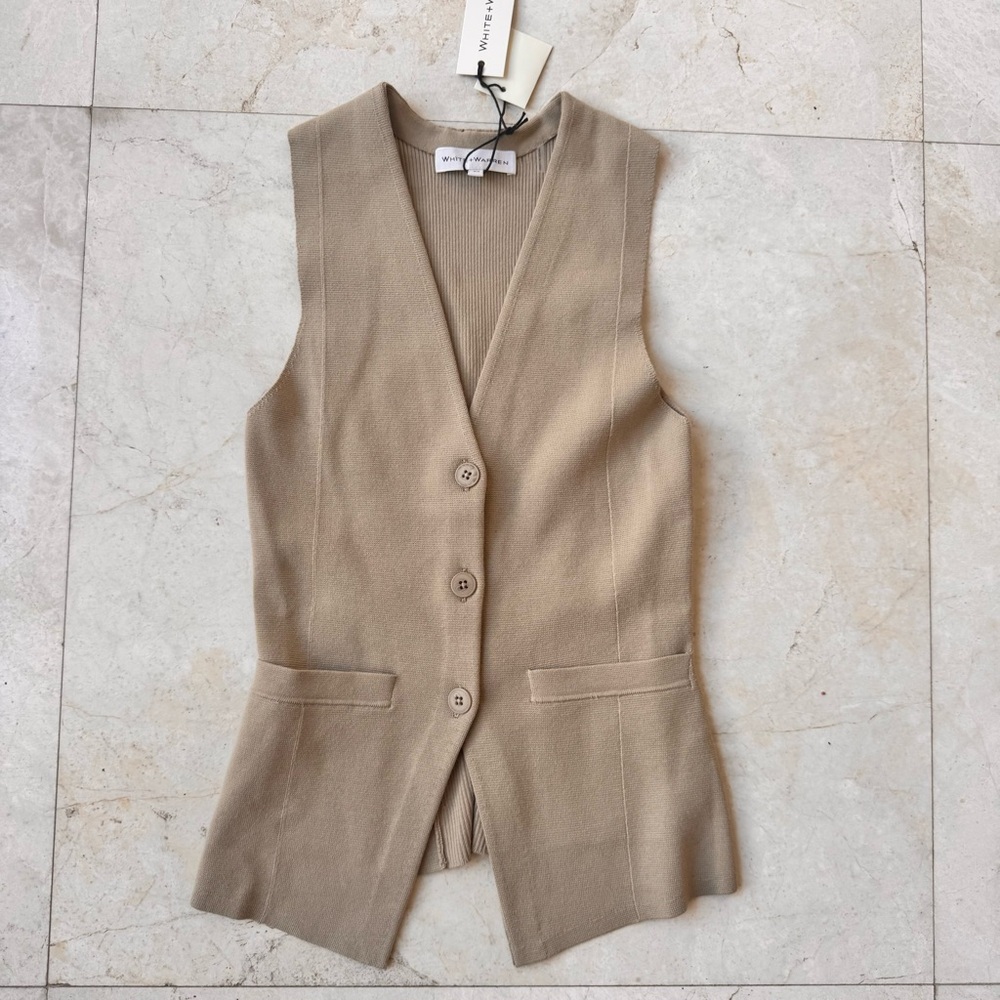 White + Warren Tan Sleeveless Vest size XS - Picture 2 of 7